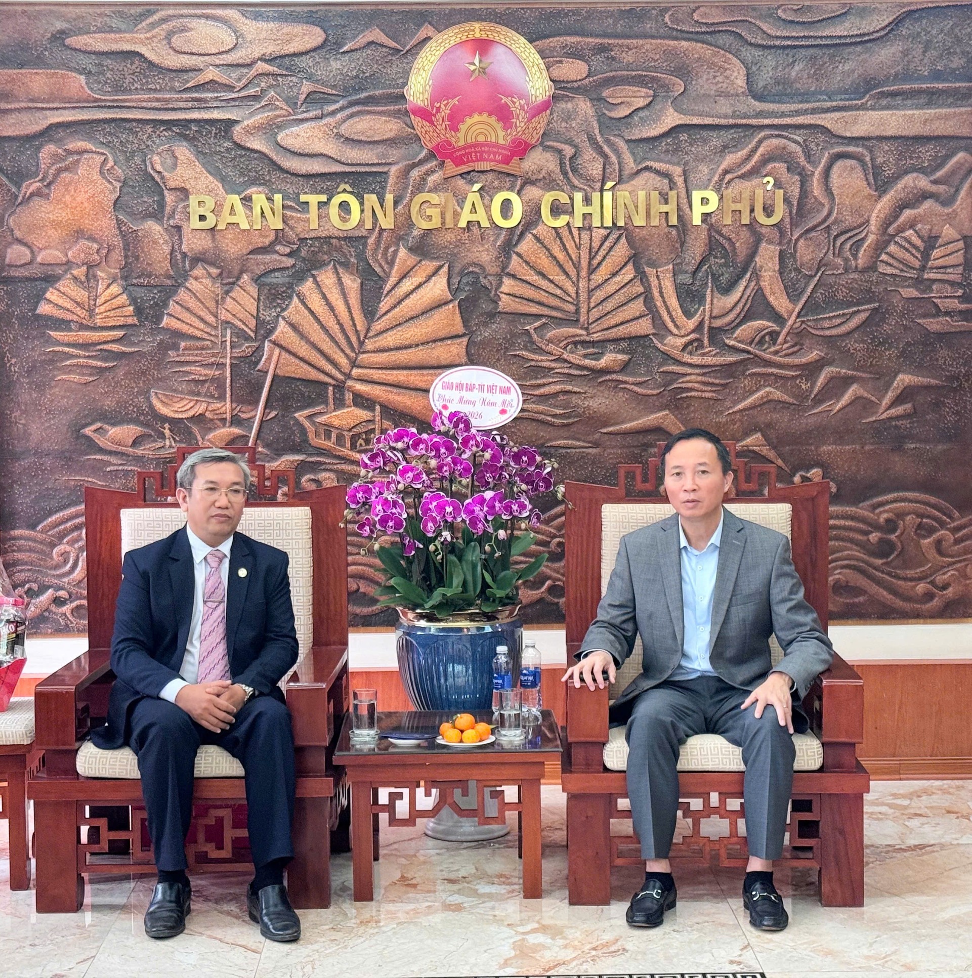 Trưởng ban Vũ Hoài Bắc tiếp đoàn Giáo hội Báp-tít Việt Nam